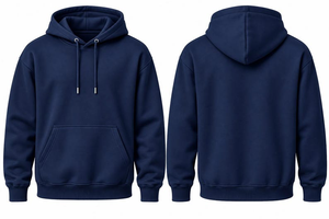 <b>Women's</b> Navy <b>Blue</b> Hooded Sweatshirt Regular Fit 100% Cotton <b>Fleece</b> Breathable Autumn Wear With Front Pocket - Product Image 3