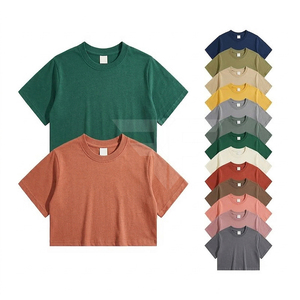 Brand New Crop Top Women Print T-shirt Women Acid Wash Plain Loose Casual Tee Cotton Cropped Women Shirt - Product Image 1