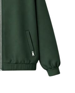 Conjunto Deportivo Personalizado Verde Oscuro para Mujer, Chaqueta con Cierre y Pantalones Jogger, Ropa Deportiva Casual de Dos Piezas con Ribete en Contraste Blanco - Product Image 5