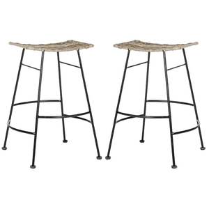 Silla de Bar de Diseño Industrial Moderno y Lujoso con Estructura Metálica y Asiento de Madera, con Reposapiés, Altura de Barra, para Cocina, Isla o Comedor - Product Image 1