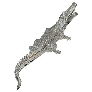 Ambrose oggetto decorativo coccodrillo cromato tempestato di diamanti con dimensioni 25 "L X 9" W X 7.5 "H" - Product Image 5