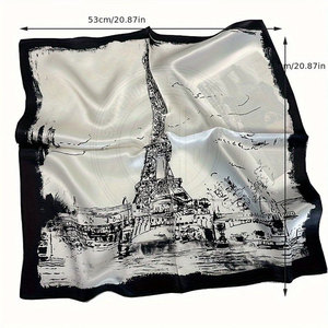 Silk Scarf Floral <b>Print</b> Pattern For Party <b>Office</b> Travel And Casual Fashion Wear Silk Scarf - Product Image 2
