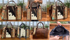 2025, venta al por mayor de fábrica, bolso grande de cuero genuino con borlas hechas a mano, bolsos cruzados informales de piel de vaca para mujer - Product Image 3