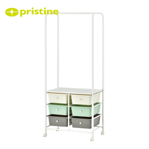 Clothing Organizer <b>Storage</b> Cart with 6 <b>Drawers</b> Metal Rack for Wardrobe Minimalist Design Standing Type Multifunctional - Product Image 3