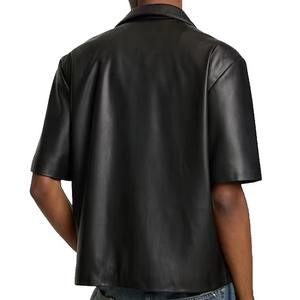 Unisex Genuine <b>Leather</b> <b>Shirt</b> Classic Cowhide Casual Streetwear <b>Leather</b> Top Custom Logo OEM Manufacturer - Product Image 6