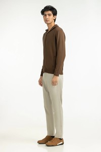 Pull unisexe marron tricoté à fermeture éclair, coupe classique, couleur unie, décontracté, pour l'automne, col montant, 100 % coton respirant, imprimé en relief - Product Image 5