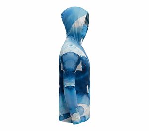 Sudadera con Capucha para Pesca, Manga Larga, Estampado por Sublimación, Protección UPF 50 Anti-UV, Unisex para Adultos, Diseño de Acuarela Azul - Product Image 4