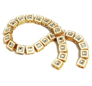 Conector Ovalado de Aleación Chapado en Oro de 18K con Cristales Golden Meena Kaari, Tamaño 11x11mm, Componentes para Joyería y Collares, Venta al por Mayor - Product Image 1