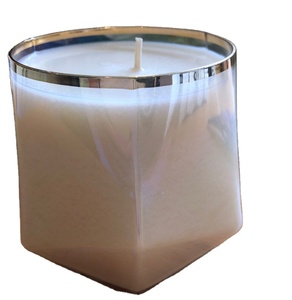 Trendy Picasso Style Geometric Pearlescent Glass Candle Colorful Frosted Amber Black Clear <b>Valentine</b> Print Handmade Silk Metal - Product Image 1