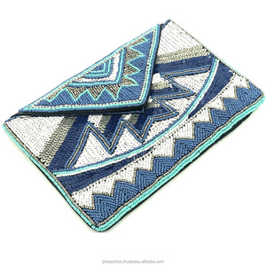 Tribal Handmade Beaded <b>Sequin</b> Clutch Bag Custom Embroidery Purse Luxury Evening Party Wedding <b>Handbag</b> Wholesale Women Girls - Product Image 5