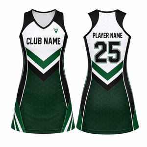 Uniforme de Netball Personalizado MEGAMAPLE para Mujer, Sin Mangas, Verde, Negro y Blanco, Impresión por Sublimación, Transpirable, Poliéster sin Costuras - Product Image 1