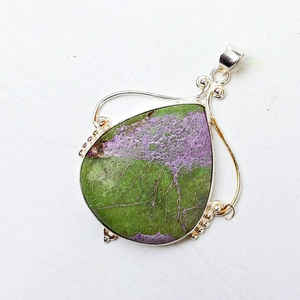 Colgante bohemio de Plata de Ley 925, piedra preciosa de purpurita Natural envejecida, joyería chapada en oro hecha a mano para ella para compromiso - Product Image 1