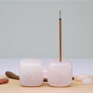 Porte-encens en cristal naturel, support en pierre précieuse, forme carrée polie pour la décoration de la maison, Feng Shui, méditation, yoga - Product Image 4