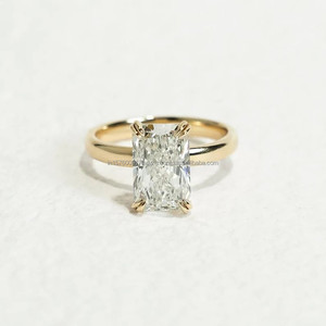 Premium Radiant Cut <b>Solitaire</b> Moissanite <b>Ring</b> Crafted In 925 Sterling <b>Silver</b> For Wedding Anniversary And Promise Gift - Product Image 2