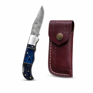 Burraq Ecommerce Damascus Steel Folding Knife with <b>Clip</b> Point Blade for Outdoor Camping & Sports OEM Customizable - Product Image 6
