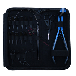 Kit d'outils et accessoires pour extensions capillaires personnalisées : Pince à bandes bleues, Outil à boucles, Mini ciseaux, Pinces de séparation à bec de canard - Product Image 6