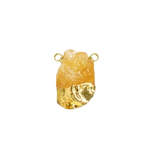 Pendentif en pierre de citrine brute plaqué or 18 carats, breloque pierre de naissance pour la création de colliers - Product Image 1