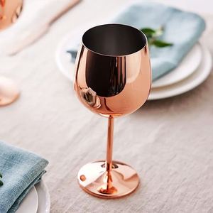 Unbreakable Rose 500ml Mirror Polished 304 Stainless Steel <b>Goblet</b> Bar Drinkware Stemmed Metal <b>Wine</b> Glass for Party Restaurant - Product Image 3