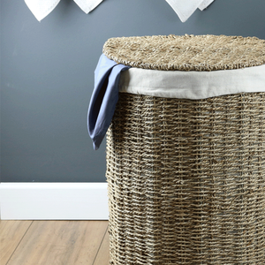 Panier de rangement multifonctionnel en jonc de mer, rond, rustique, écologique, à vente rapide, pour la maison et le bureau - Product Image 4