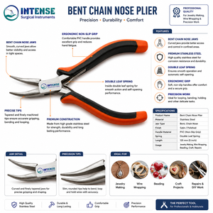 Pince à bec courbé professionnelle en acier inoxydable pour la fabrication de bijoux, pince de précision pour le façonnage de fils, outil de réparation artisanale - Product Image 4