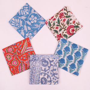 Foulard imprimé au bloc en coton biologique, bandana teint naturellement, motif floral, style vintage, fait main, cadeau unisexe - Product Image 1