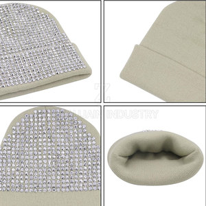 New Arrival Rhinestones <b>Beanie</b> Hat Stylish Winter Headwear Soft Stretch Acrylic Fabric Custom Manufacturing Wholesale Supplier - Product Image 6