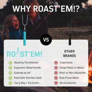 Palitos Giratorios para Asar Malvaviscos al Fuego, Extra Largos, para Hot Dogs y S'mores, Accesorios para Fogatas y Campamentos - Product Image 3