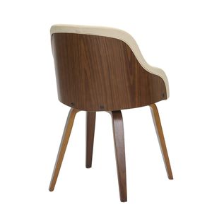 Sedia da Pranzo/Accento Bacci in Stile Mid-Century Moderno, in Legno di Noce e Ecopelle Crema - Product Image 4