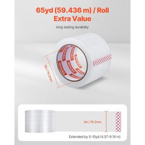 Cinta de Embalaje Transparente de Alta Resistencia de 3 Pulgadas, 24 Rollos, 3 Pulgadas x 65 Yardas, 2.7 Mil de Grosor, Diseñada para Embalaje - Product Image 2