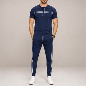 Conjunto Deportivo Casual de Verano de Alta Calidad, Estampado, Mezcla de Algodón Suave, Ligero, Elástico y Transpirable, Camiseta de Manga Corta y Pantalones Jogger - Product Image 3