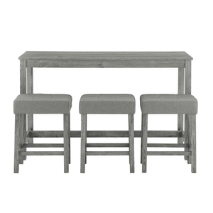 Set da Pranzo con Tavolo Bar con Presa di Corrente da 59 Pollici, 3 Sgabelli Imbottiti, 4 Pezzi per Soggiorno e Ufficio - Product Image 6