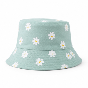 Custom Logo Mint Green Heat-Transfer Printed Adjustable Unisex Bucket <b>Hat</b>-Lightweight Breathable Comfortable Spring/<b>Summer</b> - Product Image 1