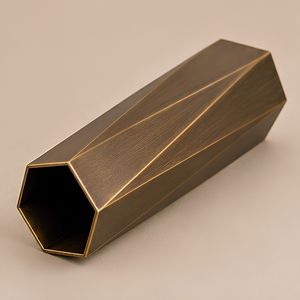 <b>Tall</b> Geometric Decorative <b>Vase</b> Brass Table Metal <b>Flower</b> Holder Irregular Handmade Centerpiece for Living Room Office - Product Image 4