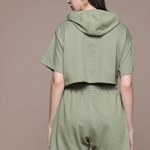 New Arrival 2026 Summer Solid Knitting 3 Colors Long Sleeve Sweatshirt Suits Casual Crop Top <b>Sexy</b> Women 2 Piece Short <b>Set</b> - Product Image 4