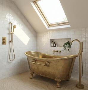 Baignoire en cuivre rustique et moderne, fabriquée artisanallement, baignoire autoportante pour un design de salle de bain remarquable et une durabilité accrue - Product Image 4