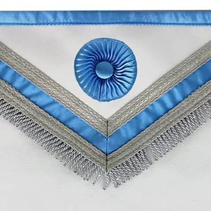 Delantal Masónico Azul de la Estrella Solitaria con Flecos Plateados y Tres Rosetas, Accesorio Formal para las Cuatro Estaciones - Product Image 4