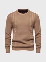 Suéter de Hombre con Cuello Redondo y Tejido de Cable, Elegante y Cómodo, de Algodón, para Otoño/Invierno, Disponible en Tallas Grandes, Múltiples Tallas Disponibles