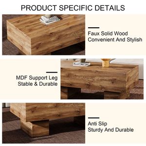 Tavolino da Caffè Rettangolare Moderno con Elegante Finitura in Legno, Perfetto per Ogni Soggiorno o Appartamento - Product Image 6