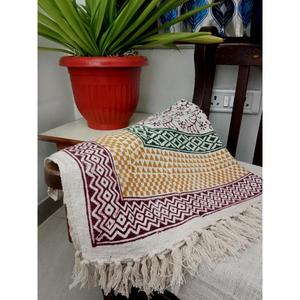 Top Selling 100% Cotton <b>Throw</b> Blanket Printed <b>Tassels</b> Eco-friendly Lightweight All-Season Home Decor for Wholesale Price - Product Image 2