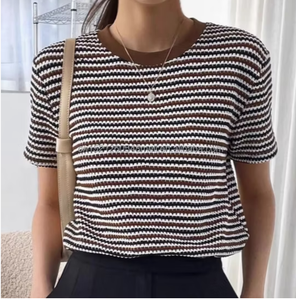 Camiseta Básica de Manga Corta con Cuello Redondo para Mujer, Ropa Casual de Moda para el Día a Día - Product Image 5