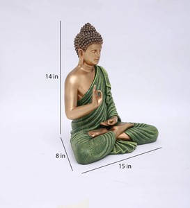 Buda de la Bendición de Poliresina Dorado y Verde de 15 Pulgadas - Product Image 3