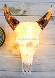 Cráneo de Búfalo con cuerno, artefacto sagrado animal que refleja resiliencia y conexión a la tierra, hecho a mano, decoración impermeable para el hogar - Product Image 5
