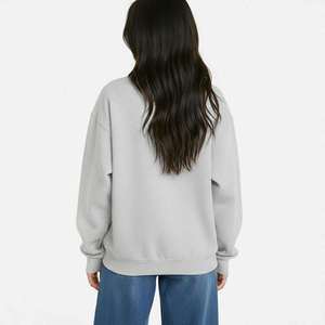 เสื้อสเวตเชิ้ตคอกลมโอเวอร์ไซส์สำหรับผู้หญิง NYC สีเทา พิมพ์ลายตัวอักษร ผ้าคอตตอนผสม ถักทอ สวมใส่สบายๆ ในฤดูใบไม้ร่วง - Product Image 5