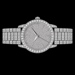 Reloj de Lujo para Mujer con Diamantes, Caja Redonda de Acero Inoxidable de 36 mm, Esfera Analógica con Números Romanos, Cierre Desplegable, Movimiento de Cuarzo - Product Image 2