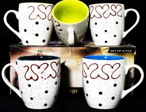 Juego de Tazas de Leche de Cerámica con Diseño Clásico de Espirales, Hecho en India - Product Image 2