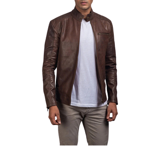 Chaqueta de Cuero Marrón Personalizada para Hombre, Estilo Café Racer, Chaqueta de Motero Vintage Premium, Fabricante de Ropa de Marca Privada OEM, Proveedor Mayorista - Product Image 4