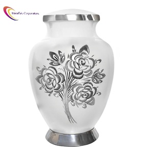 Engraved Rose White Cremation Urn <b>Keepsake</b> Modern Design Luxury Adult Style Handmade Funeral <b>Memorial</b> Ashes Jar Urns Supplier - Product Image 1