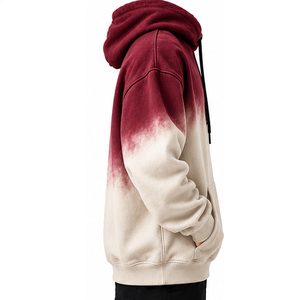 Mens Two Tone TieDye <b>Hoodies</b> Custom 100% Cotton Fleece Pullover Sweatshirts Oversized Vintage Fashion Wholesale Garment Supplier - Product Image 3