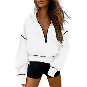 Sudaderas con Capucha para Mujer, Otoño 2026, Manga Larga, Media Cremallera, Corte Recortado, Ropa de Moda de Invierno - Product Image 1