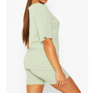 Conjunto de 2 piezas a la moda con bloques de color, camisa y pantalones cortos para mujer, con logo bordado personalizado, ropa deportiva transpirable para mujer - Product Image 4